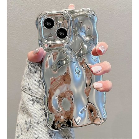 Hopea - iPhone 15 6,1 tuumaa, kihara aaltoileva kehys, iskunkestävä silikoninen erittäin kevyt ja ohut suojakuori, pehmeä 3D-muotoiltu puhelinkuoren 