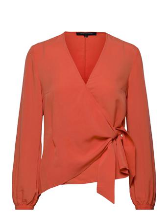 Crepe Light Ls Wrap Over Top Orange French Connection