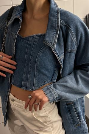NA-KD Trend Haut en jean - Crop tops - Bleu - EU 36