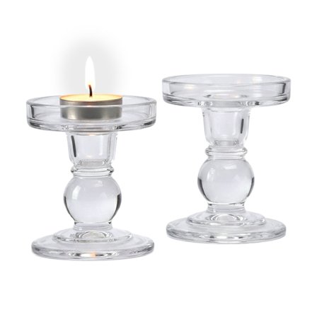 Glaslysestager, sæt med 2 til søjle- og søjlelys