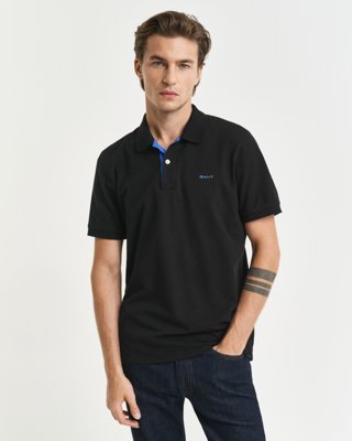 GANT - Piquéskjorte med kontrastdetaljer til herre black