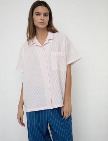 STUDIO FEDER Victoria Shirt - Seersucker - Pink - M