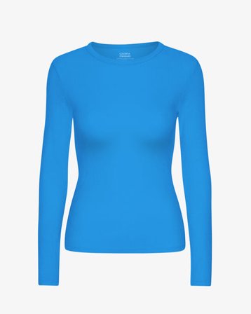 Women Organic Rib LS T-Shirt - Pacific Blue - Female - M