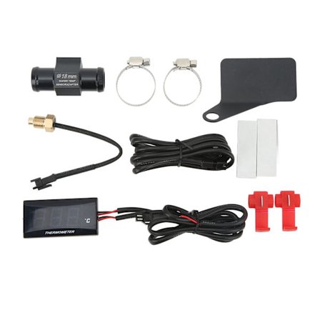 Universal Motorcykel DC12V LCD Super Slim Vandtemperaturmåler 18mm Sensor Adapter Suzuki Blå Baggrundsbelyst Udskiftning