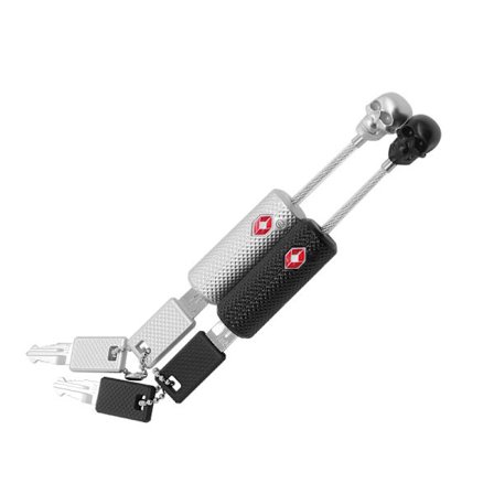 2-delt sæt af sorte og sølv sikkerhedskuffertlåse, ståltråd