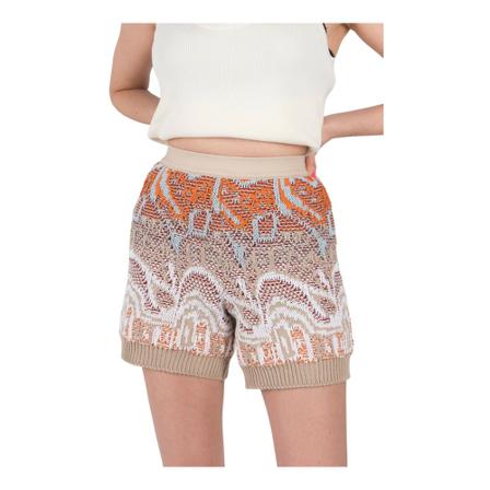 Roberto Collina, Knit Jaquard shorts L35064 Beige, Dames, Maat:S