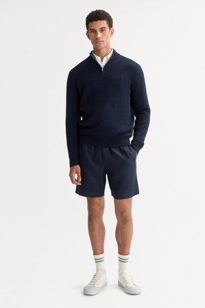 Soft Goat - Men's Chunky Half Zip - Men cashmere sweater - XL - Navy