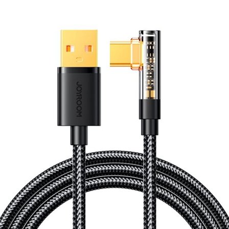Joyroom Gamingkabel S-UC027A6 USB-C (vinklad) / USB-A (rak) 3A 1,2 m - svart