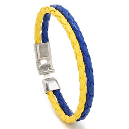 Blå gul patchwork ukrainsk flag farve armbånd simpelt armbånd