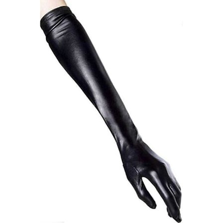Kvinde Lang Læder Handsker Cosplay Kostume Handsker Pole Dance Handsker 21"