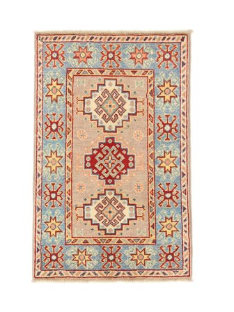 58X89 Tapete Kazak Fine Oriental Castanho/Bege (Lã, Afeganistão) Carpetvista