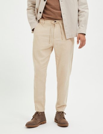 Selected Slh172-Slimtape Brody Linen Bld Pnt - Beige - S