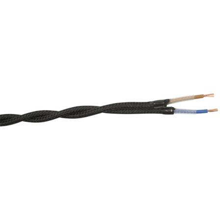 Gelia 4070910181 Tekstilkabel SKK, 2X0,75 tvunnet, 25 m Svart, Stikkontakter & kabler