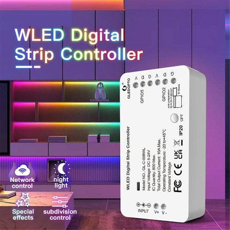 WLED Strip Controller LED-lys med over 100 dynamiske lysmoduser DIY WiFi APP-kontroll 800 IC RGB R