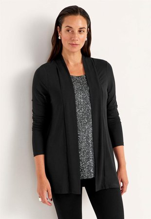 Cellbes of Sweden - Langærmet 2-i-1-top med pailleter i sølvgrå til damer i størrelse 46/48