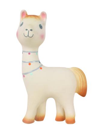 Tikiri Natural Rubber Teether Rattle Lama Beige