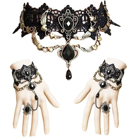 Blonde Halskjede Halskjede med Armbånd Punk Fest Gotisk Vintage Hånd