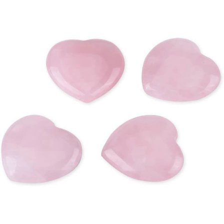 4 st Rosenkvarts Snidade Hjärtformade Rosa Helande Stenar Halvädelstenar (FMY)