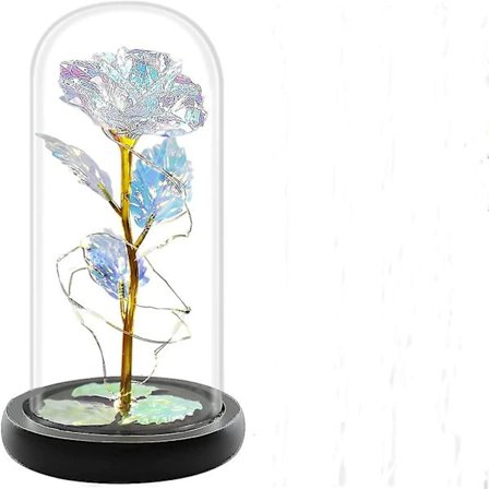 Syntymäpäivälahjat tyttöystävälle naiselle, ruusulamppu, lasikukka värikkäillä LED-valoilla ikuinen lumottu lasigalaksiruusu, kiitospäivän vuosipäivä