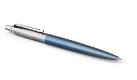 PARKER Jotter Ballpoint Pen Waterloo Blue/Chrome Barrel Blue Ink - 1953245