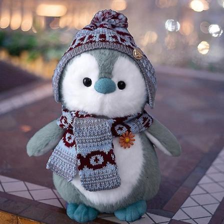 1st 20-47cm Mjuk Kreativ Scarf Pingvin Plyschleksak Kawaii Gosedjur Docka Modeleksak Baby Härliga Flickor Jul Heminredning Green 37cm