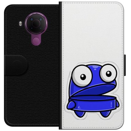 Kompatibelt Lommeboketui til Nokia Nokia 5.4 Blå tegnefilmfigur med åpent uttrykk og store øyne i morsom illustrasjon