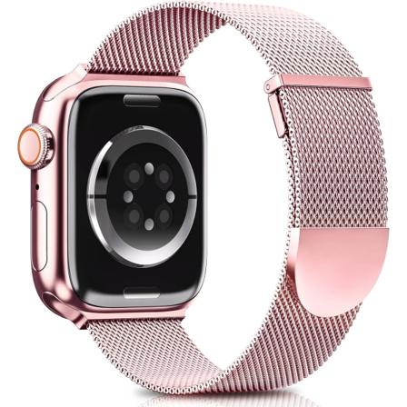 Kompatibel med Apple Watch-reimer 44mm 45mm 42mm for kvinner og menn, dobbel magnetisk justerbar erstatningsreim for iWatch Series 9 8 SE 7 6 5 4 3 2 