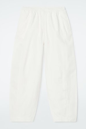 COS Damen Baumwollhose Mit Barrel-Bein - Weiss