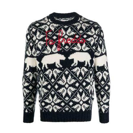 Saint Barth, Round-neck Knitwear Zwart, Heren, Maat:S