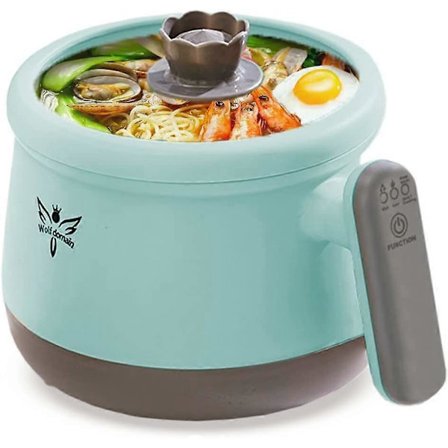 Smart Automatisk Multifunktionel Elektrisk Gryde 1.8L, Shabu Shabu Mini Non-Stick Gryde med Multi-Effekt Kontrol, Elektrisk Komfur med Hærdet Glas