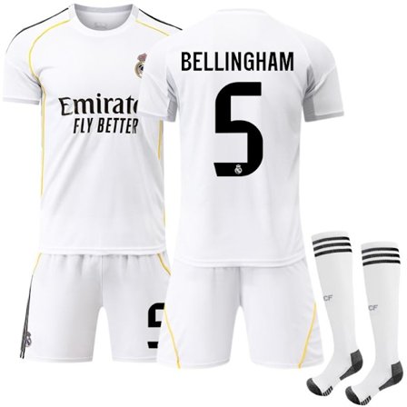 2025-2026 Real Madrid Hjemme Barn Voksen Fotballdrakt Nr 5 Bellingham NO.5