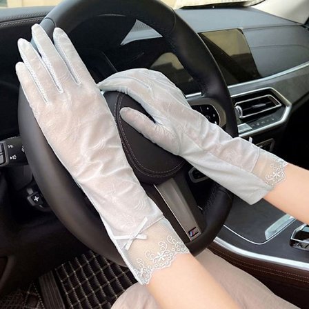 Sommarhandskar för kvinnor, tunna solskyddshandskar, solskydd, UV-skydd, is-silke, medellånga till långa, halkfria pekskärmshandskar, handskar för 