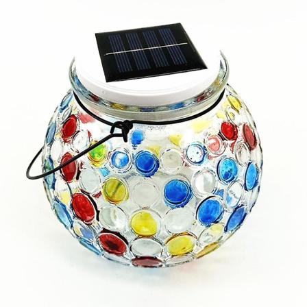 Solar Glas Ball Light Mosaik Led Trädgårdsljus, bordsnattlampa för trädgårdsdekoration