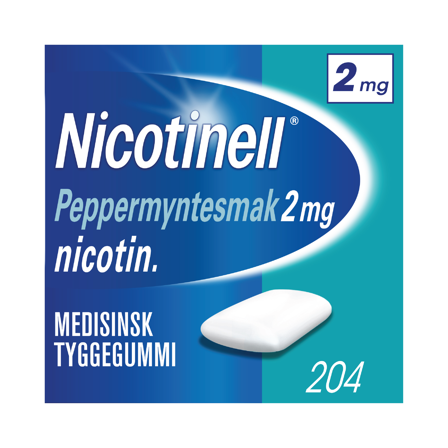 Nicotinell 2 mg tyggegummi, Peppermynte, 204 stk.