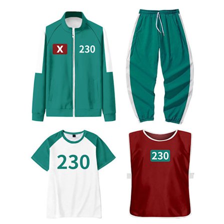 Squid Game 3-personers Cosplay Kostume Træningsdragt Komplet Beklædningssæt