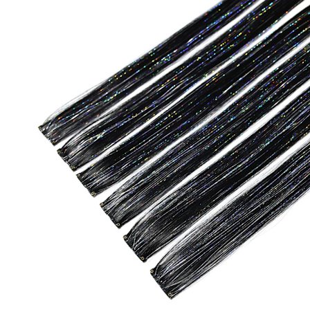 Syntetisk 6st Clip i Hot Pink Hair Extensions Mix glitter, 22 tums färgat hårförlängning, 2 i 1 Rainbow Hair