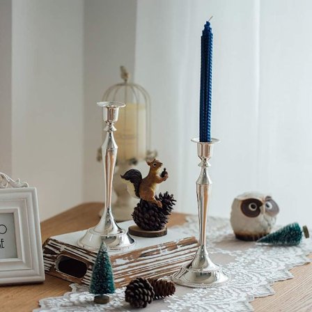 Lysestaker for Lysestaker - 2 stk Sølv Lysesti