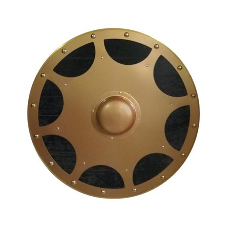 Vikingasköld i trä handgjord metallskiva SWE12