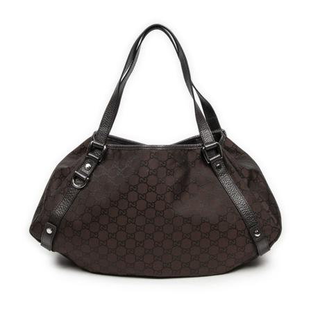Gucci Vintage, Pre-owned bag Abbey Hobo Diagonal Line Bruin, Dames, Maat:ONE Size,nylon