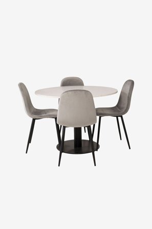 Venture Home - Matgrupp Razzia med 4st matstolar Polar - Vit - Matgrupper - Från Homeroom