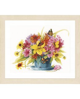 Broderikit Billede Farverig buket - Lanarte