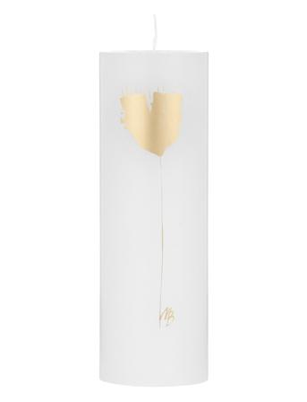 Wax Alter Candles 5 Cm X 15 Cm - Gold Poppy Flowers Home Decoration Candles Block Candles Guld Kunstindustrien