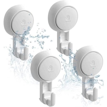 (Hvid) Sugekop Kroge - Ikke specificeret - 4 stk - Genanvendelige - Maks. belastning 5 kg - Hvid