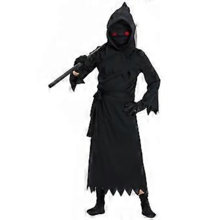 Børne Dødskostume Sæt, Halloween Dødskostume til Børn Drenge Piger, Inkluderer Kåbe, Le, Maske, Handske Z 001 L(L Z 001)