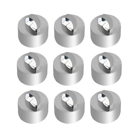 9 Pak Kageringe, 8 cm Runde Rustfri Stålringeforme til Madlavning med Trykplade, Runde Små C