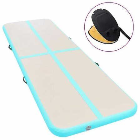 vidaXL uppblåsbar gymnastikmatta med pump 500x100x10cm PVC grön