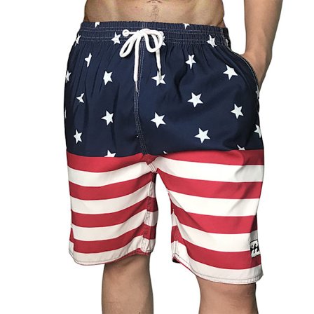 Patriotiske badebukser til mænd, 4-vejs stretch, klassisk pasform, amerikansk flag