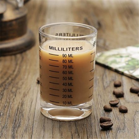 Målekop 3 ounce/90 ml mini flydende glas høj espresso fortykket glaskop med sort linje