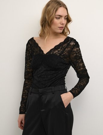 Cream Crglaze Blouse W. Lining - Black - XL