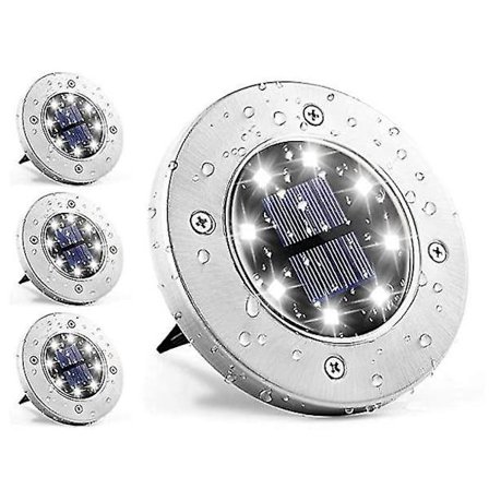 4-pak solcelledrevne bakkelykter, 8 LED solcelledrevne skivebelysning utendørs vanntett L